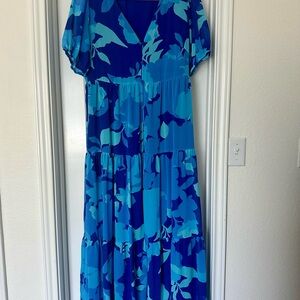 Sugarlips Blue and Teal Floral Maxi Dress